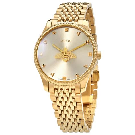 gucci g timeless womens watch gold tone dial quartz|Gucci g timeless watch price.